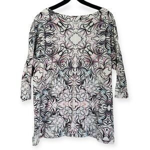 T by Talbots Sketched Tile Print Top Size 2X